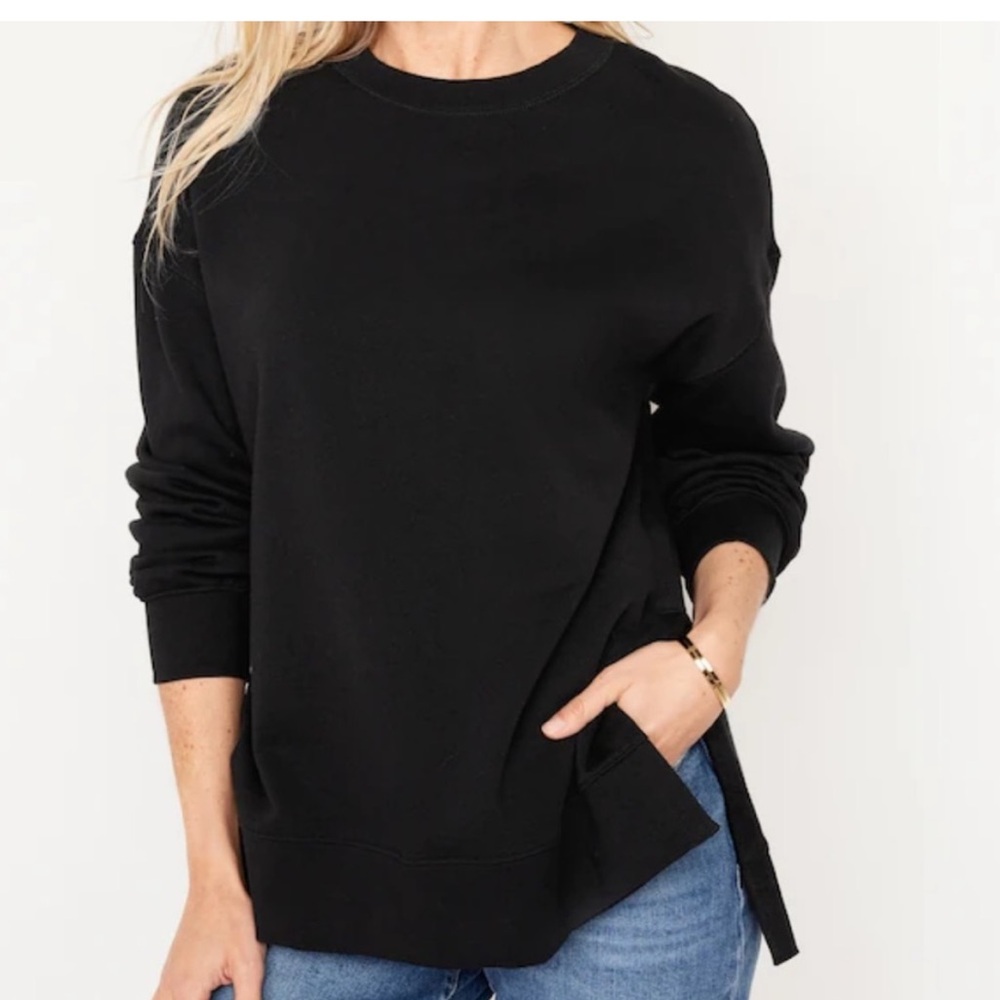 OLD NAVY  SoComfy Relaxed Tunic Sweatshirt In Solid Black Size Extra Small